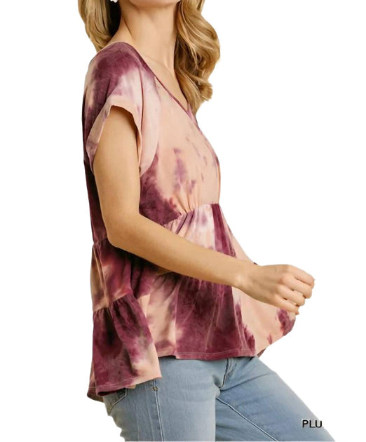 Umgee Tie Dye Babydoll Top Pink Small 3