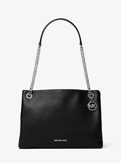 Michael Kors Christina Medium Pebbled Leather Messenger Bag Black One Size 2