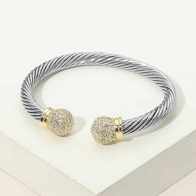 FASHNZFAB Twisted Cable Cuff Bracelet Silver 5