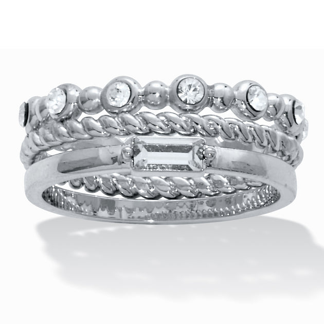 Palm 3-Piece Stacked Band Set White US 6 2