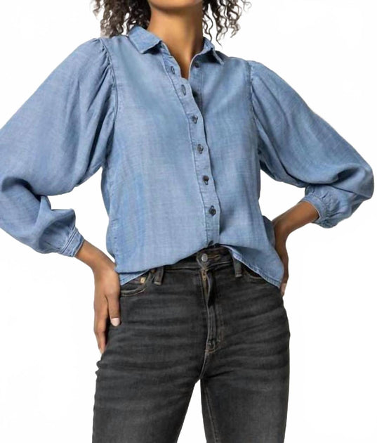 Lilla P Chemise Femme Shirred Sleeve Buttondown Multi Medium 2
