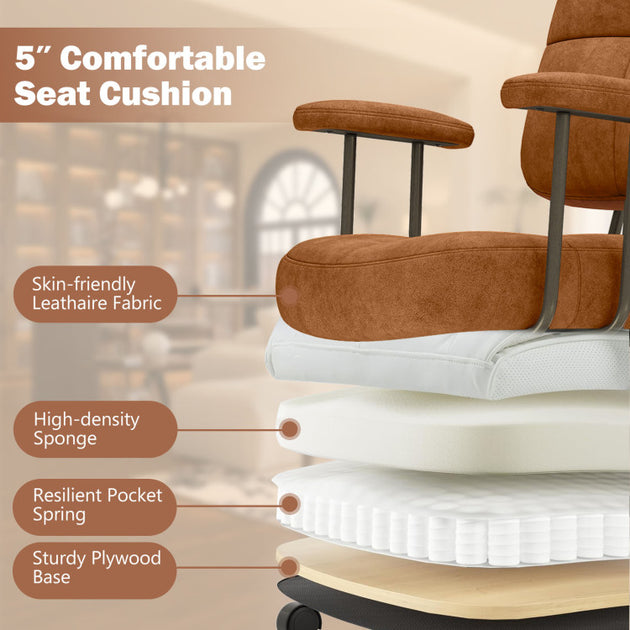 Hivvago Leathaire Task Chair Brown 4