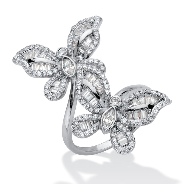 Palm 4.41 Cttw Cubic Zirconia Butterfly Wrap Cocktail Ring White US 8 2