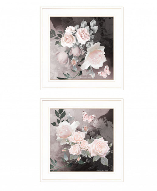 Hivvago Noir Roses 1 Wall Art Set White 3