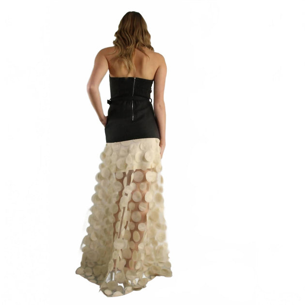 Mulla Midnight Illusion Strapless Gown Grey Large 3