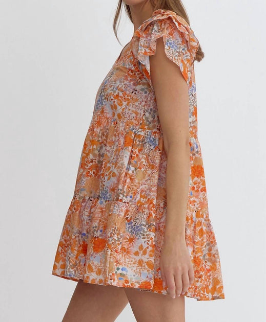 entro Ruffle Sleeves And Pockets Floral Mini Dress multi Medium 4