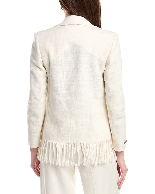 Peserico Tweed Fringe Jacket Beige EU 44 3