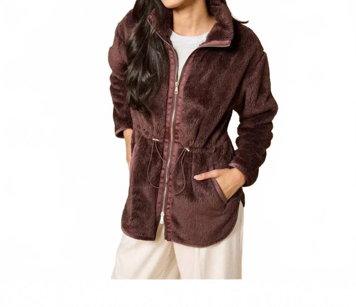 SOFTiES Dream Plush Zip Jacket Brown Small 2
