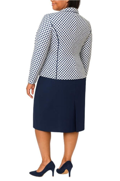 TRUEDAMES Two-Piece Skirt Suit Navy Plus 20W 3