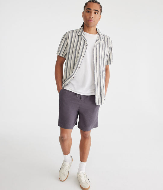 Aeropostale Solid Linen Shorts Multi Small 3