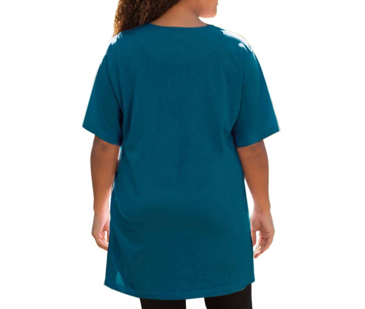 On The Plus Side Jersey Short Sleeve V-Neck Tunic Blue US 18 4