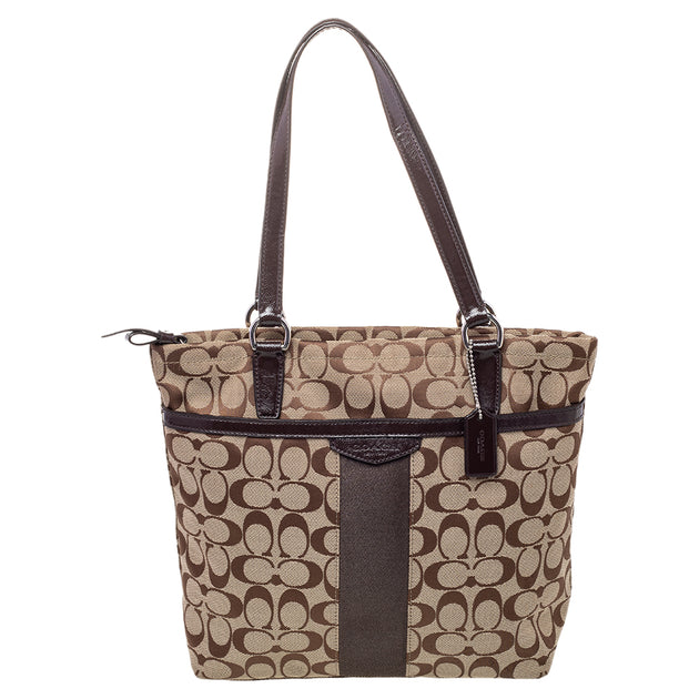Coach Top Zip Tote Beige 2