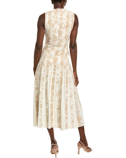 Lela Rose Midi Dress Beige Large 3