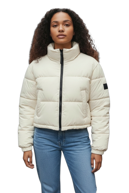 FAAK Cropped Puffer Jacket Beige Medium 2