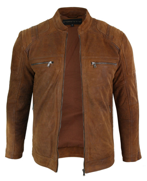 TruClothing Retro Biker Jacket Brown Large 4