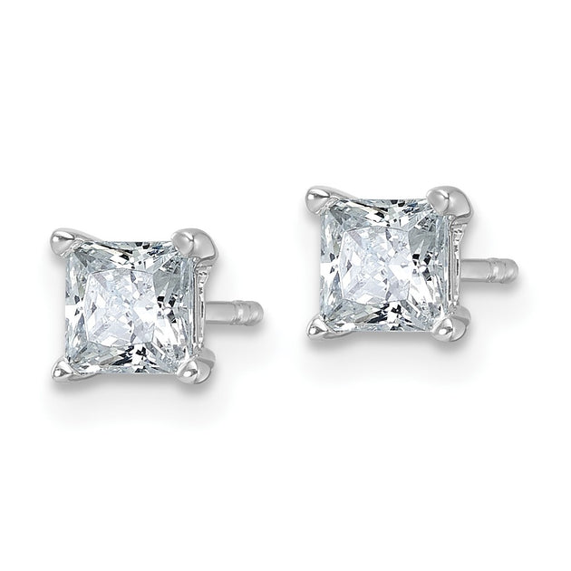 Diamond2Deal Princess Lab Grown Diamond Stud Earrings Silver 3