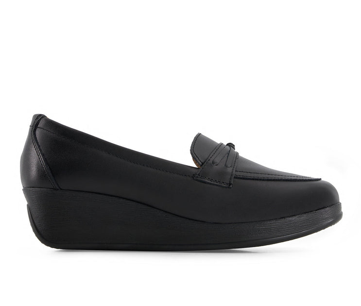 Andrea 37639 Women's Leather Platform Loafers Black US 9 4