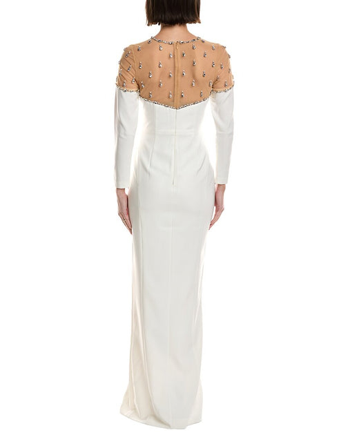 Marchesa Notte Crepe Maxi Dress White US 0 3