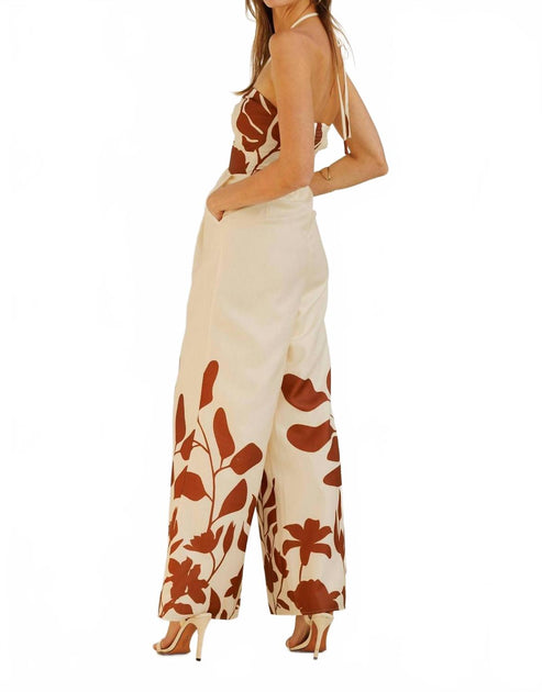 ENDLESS BLU Wide Pant Jumpsuit Beige Large 4