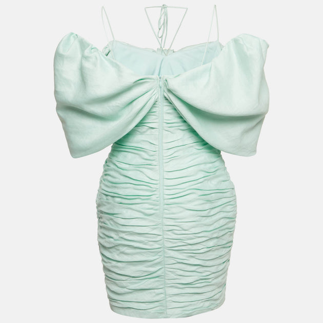 Rasario Ruched Off Shoulder Dress Light Green Medium 4