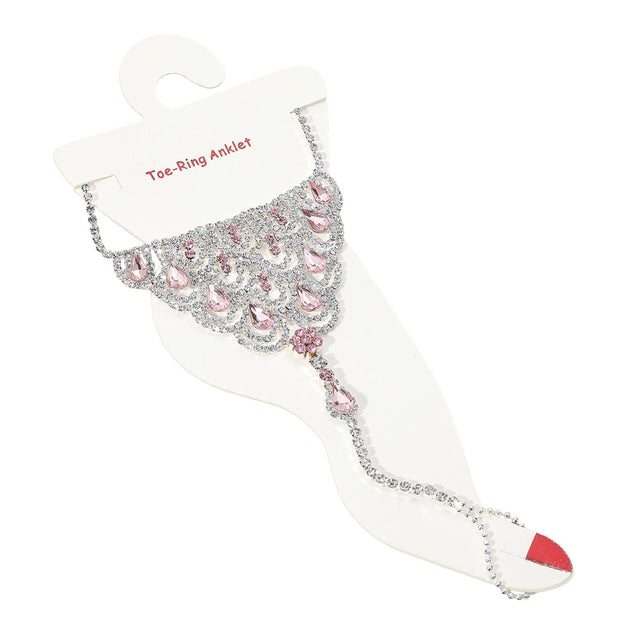 FASHNZFAB Teardrop Rhinestone Anklet Blue 4