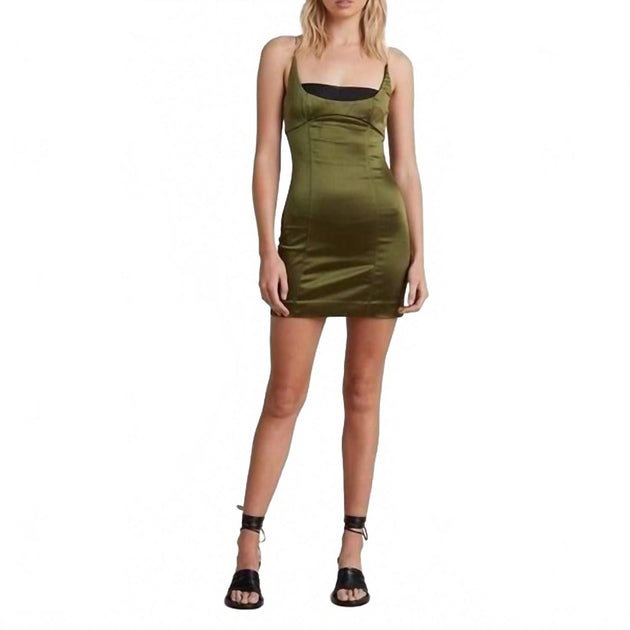 Bec + Bridge Bella Robe Mini Satin Bodycon Vert US 8 2