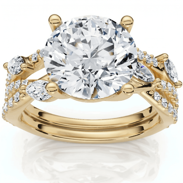Pompeii3 Diamond Engagement Wedding Ring Set 14k Gold US 7.5 3