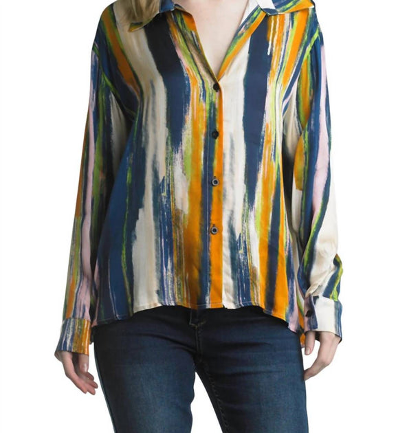 Tempo Paris Striped Silk Top Multi Medium 2
