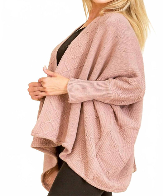 Funteze Slouchy Knitted Cardigan Pink One Size 2