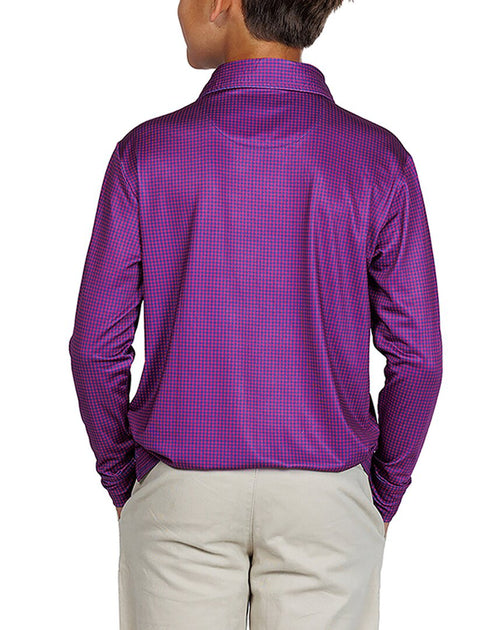 Tailorbyrd Mini Houndstooth Performance Polo Shirt Purple XLarge 3