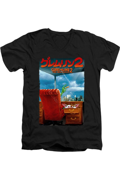 Gildan Gremlins 2 G2 Poster V-Neck T-Shirt Black Large 2