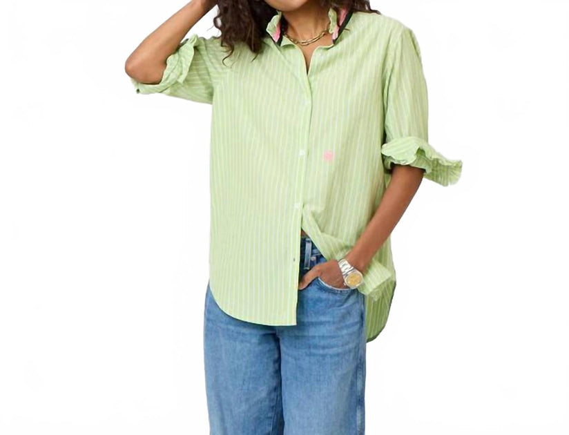 Kerri Rosenthal Mia Stripe Ruffle Shirt 2