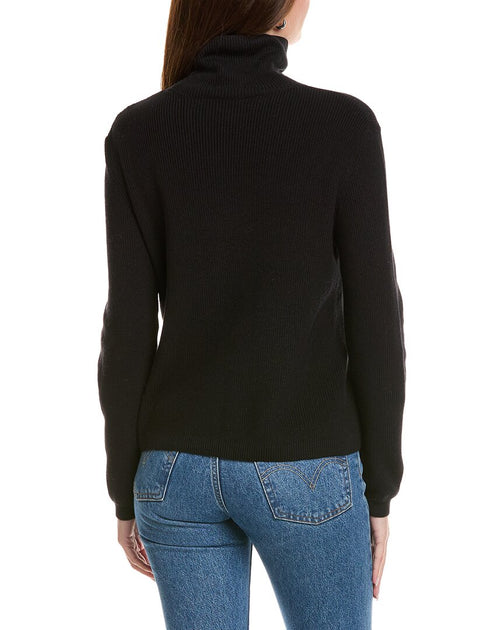 Hannah Rose Shaker Turtleneck Sweater Black XS 3