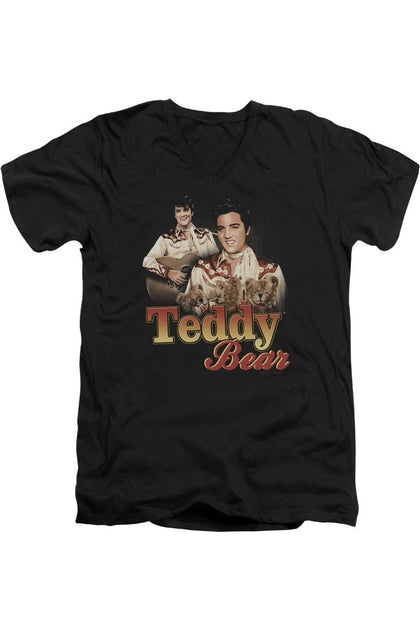 Gildan Elvis Presley Teddy Bear V-Neck T-Shirt Black XL 2