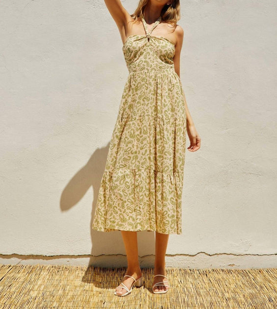 DRESS FORUM Lily Fern Halter Dress In Yellow