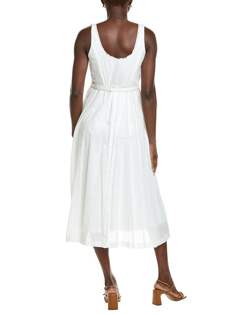 Maison Tara Ärmelloses Midi-Kleid aus Voile Weiß US 16 3