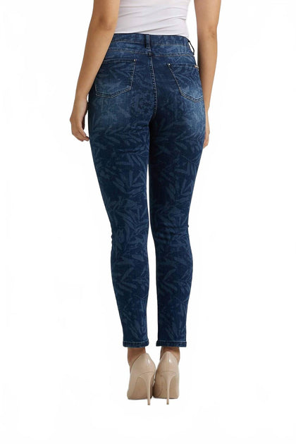 Joseph Ribkoff Leaf Print Jeans Blue US 4 4