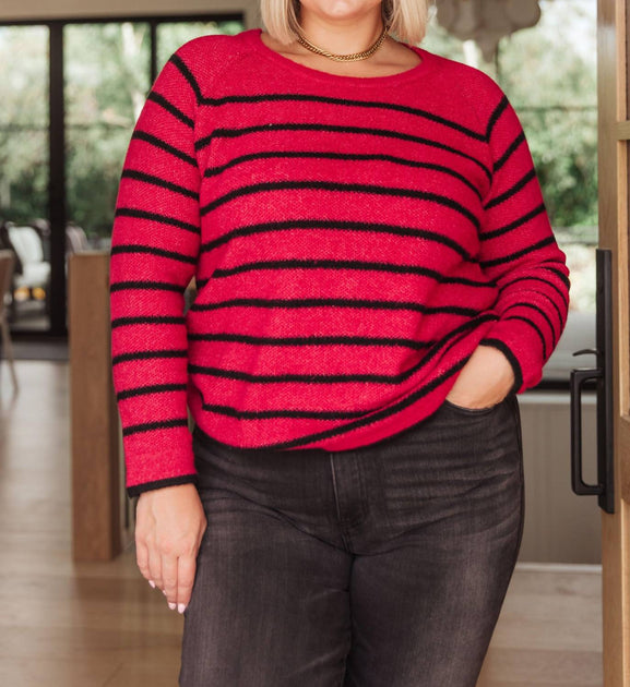 Sew In Love Knit Striped Sweater Pink 3X 2