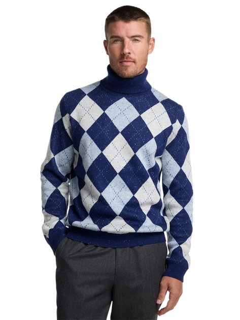 Paul Fredrick Donegal Turtleneck Sweater Blue 4XLarge 3
