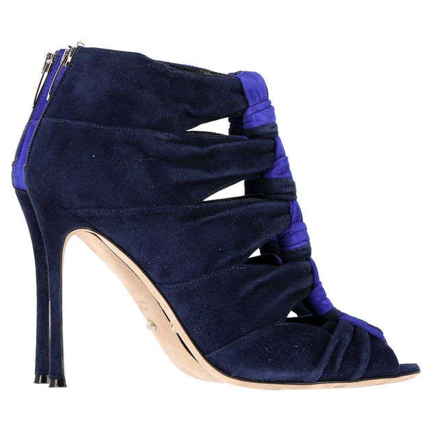 Sergio Rossi Bi-Color Cut Out Ankle Boots Blue EU 37.5 2