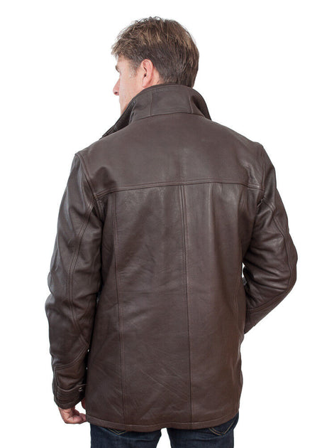 Infinity Mens Warm Mid-Length Leather Biker Jacket Black XXXLarge 4