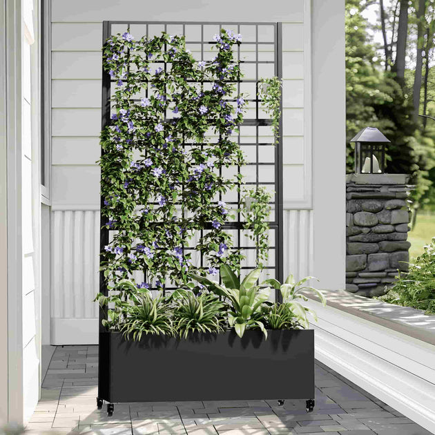 Hivvago 35-Inch Rectangular Planter Box Black 5