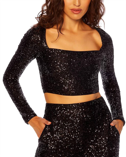 Susana Monaco Sequin Square Top Black XLarge 2
