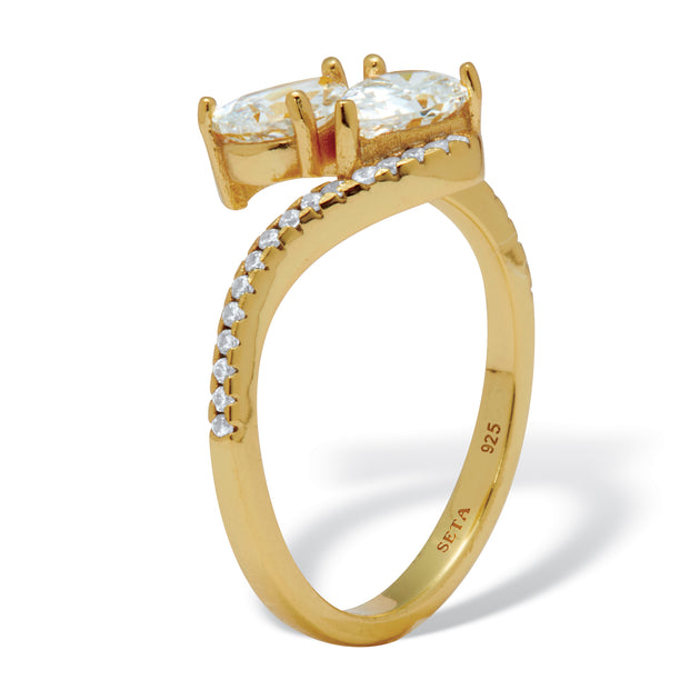 Palm 1.58 TCW CZ Gold-Plated Sterling Silver Ring Silver US 8 3