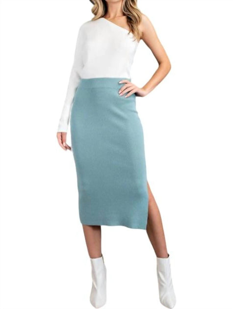 eesome Knit Midi Skirt Blue Large 2