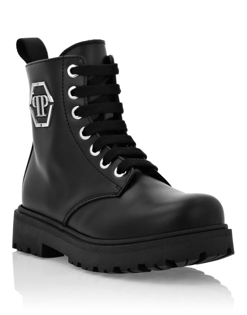 Philipp Plein Hexagon Low Lace-Up Leather Boots Black EU 25 2