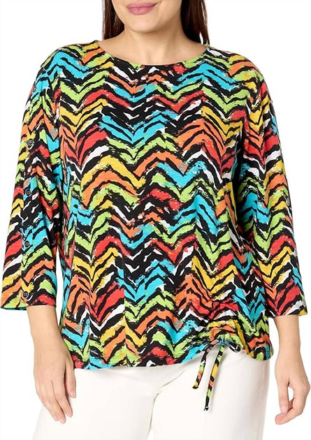 Multiples Colorful Side Drawstring Tunic Top Multi Small 2