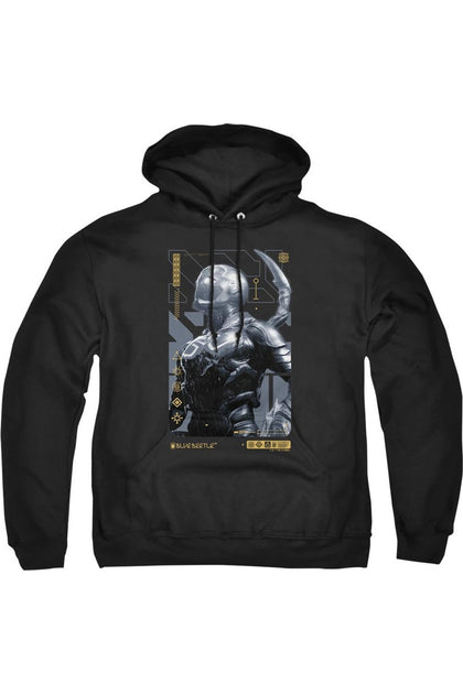 Gildan Blue Beetle Heads Up Hooded Sweatshirt Black Small 2