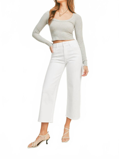 Just Black Denim Tiffany High Rise Wide Leg Jeans Blanc 30 2