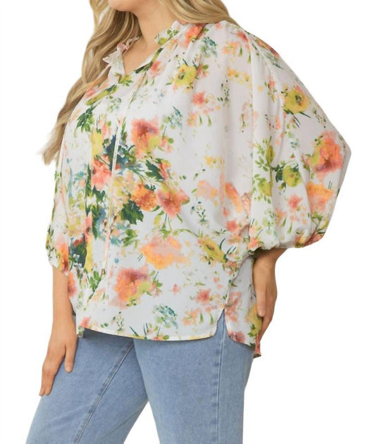 entro Spring Haiku Floral Blouse Beige Small 3